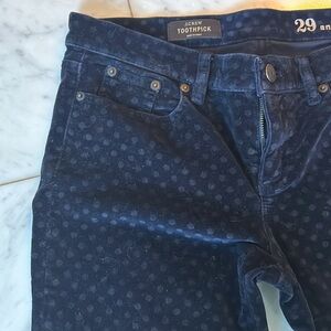 Midnight blue velvet skinny pants